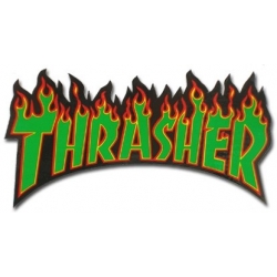 Thrasher Aufkleber Flamme - Schwarz / Grün - L. 