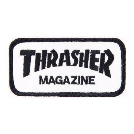 Parche Thrasher Logotipo blanco / negro