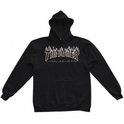 Thrasher Flame Hood Black Black M sweatshirt