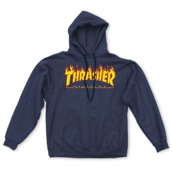 Thrasher Flame Hood Navy S sweatshirt