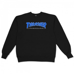 Thrasher Outline Crew Black Blue S sweatshirt