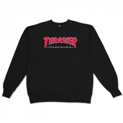 Thrasher Outline Crew Black Red S sweatshirt