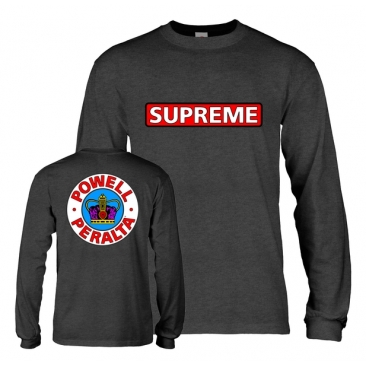 Powell Peralta Ls Supreme Ls Charcoal Heather S T-Shirt Skate