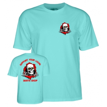 Powell Peralta Support Your Local Skate Shop Teal Ss M T-Shirt Skate