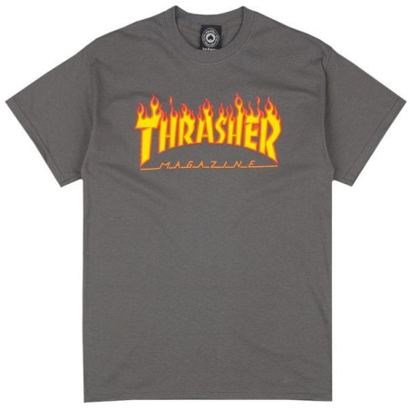 T-Shirt Thrasher Flame Logo Charcoal M