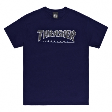 Thrasher Outline Navy Black S T-Shirt Skate