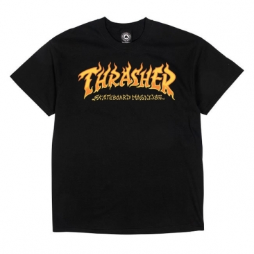 Thrasher Fire Logo Ss Black L T-Shirt Skate
