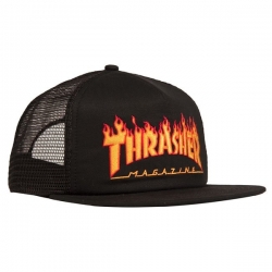 Thrasher Casquette Skate Flame Emb Mesh Black 