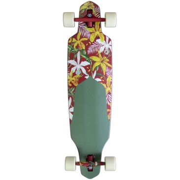 Dusters Longboard Channel Floret Red Green 38 Cruiser Longboard Complete