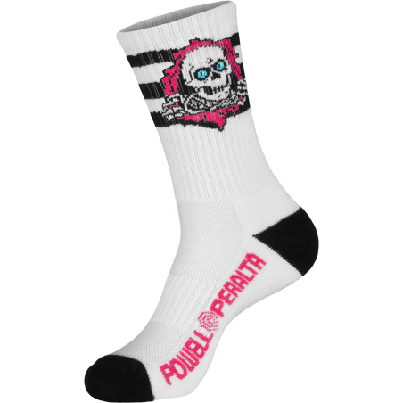 Chaussettes Powell Peralta Ripper Pink Black White RIP Stripes