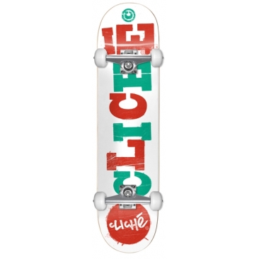 Cliché 8.0 X 31.56 Woodcut Red Teal Skateboard complet
