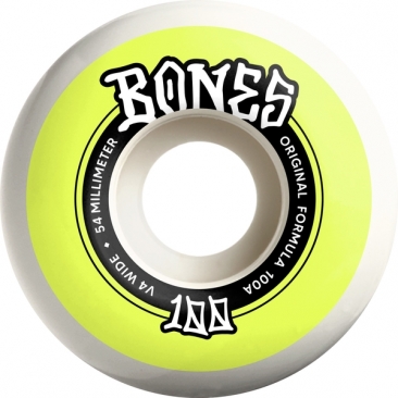 Bones 100's 54mm V4 100a Wide White Roues