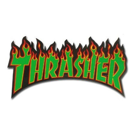 Adesivo Thrasher Fiamma - Nero / Verde - M