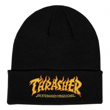 Thrasher Fire Logo Black Bonnet Skate